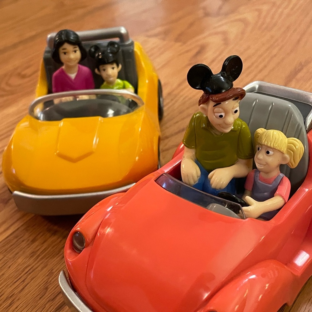 Set of 2 Disney Chevron Autopia Cars with Figures